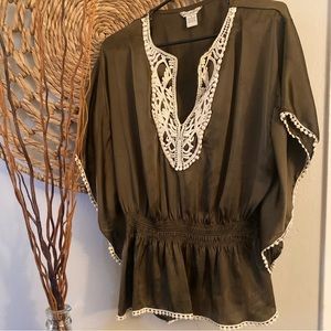 Silky Bohemian Style Olive Top